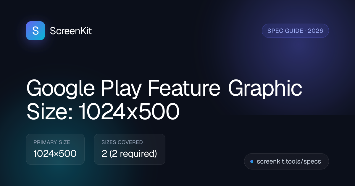 Google Play Feature Graphic Size 2026: 1024x500 Requirements — ScreenKit